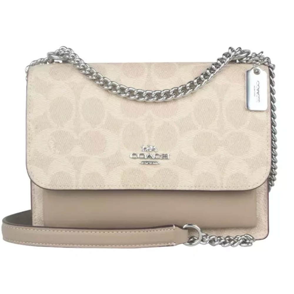 COACH KLARE Mini Crossbody Bag In Signature Canvas Sand/Taupe NWT